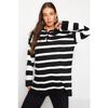 Черно-белый полосатый трикотажный свитер с воротником-поло Tctaw24ak00045