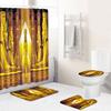 Home Waterproof Print Shower Curtain 4 Piece Carpet Cover Toilet Cover Bath Mat Pad Set Bathroom Curtain Bathroom Decoration