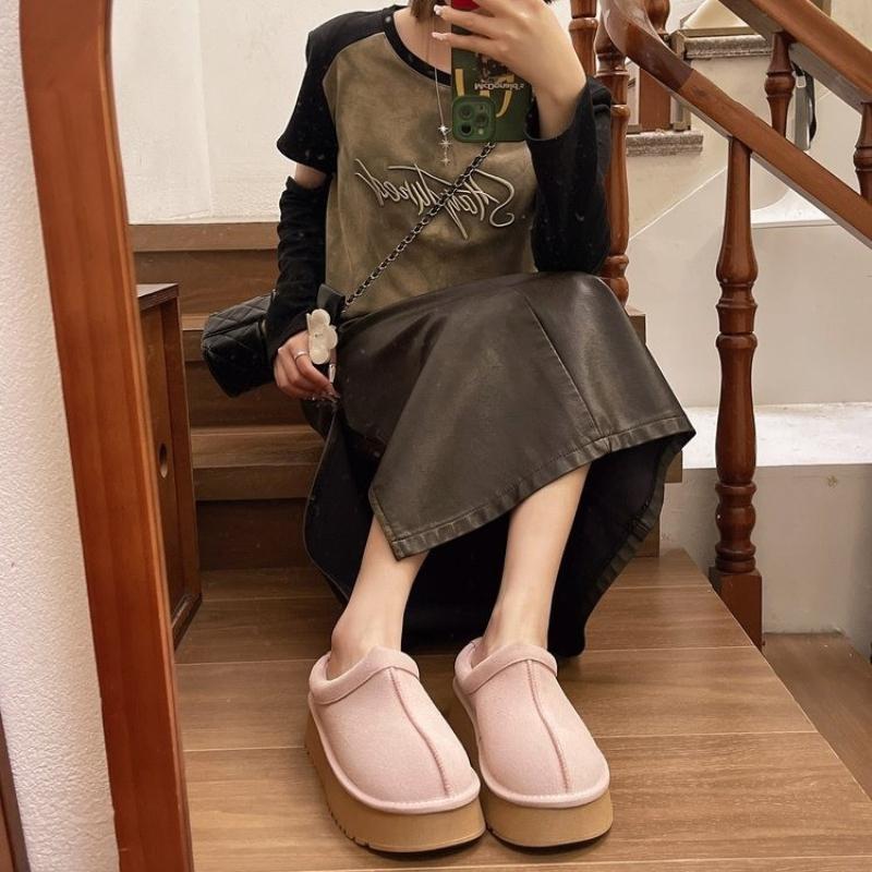 Модные женские зимние хлопковые тапочки 2024 года, высококачественные, на плоской подошве, нескользящие, однотонные, теплые, короткие, плюшевые женские туфли