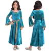 Kids Girls Stylish Medieval Princess Long Flare Sleeve Vintage Pattern Dress