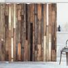 Retro Wood Grain Shower Curtain Brown Old Hardwood Floor Plank Natural Rural Graphic Print Fabric Bathroom Decor Set With Hooks