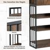 Bookcase, 6 Shelf Bookcase with Doors And Drawers Floor To Ceiling Bookcase, Industrial Bookcase, Steel Shelf,