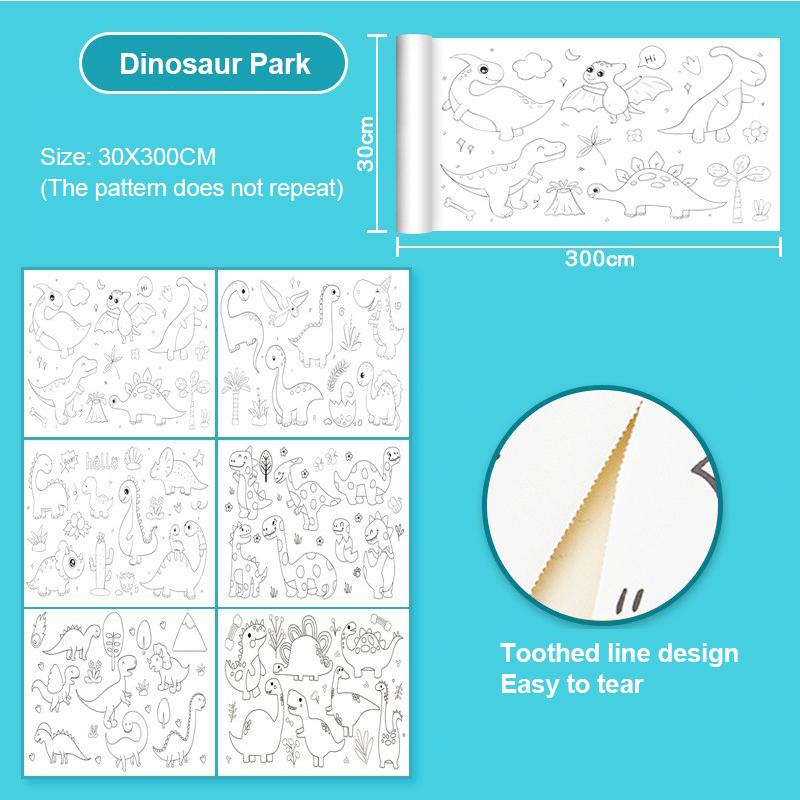 Children'S Drawing Roll Sticky Color Filling Paper Graffiti Scroll Coloring Paper Roll For Kids Diy Painting Educational Toys