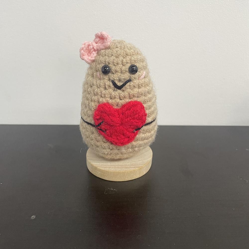Handmade Positive Potatoes Doll With Card Home Decoration Knitting Penguin Bee Potato Doll Ornament Christams Party Room Decor