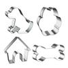 4Pcs/Set Cookie Cutter Dog House Paw Bone Shape Easy Release Food Grade Stainless Steel Press