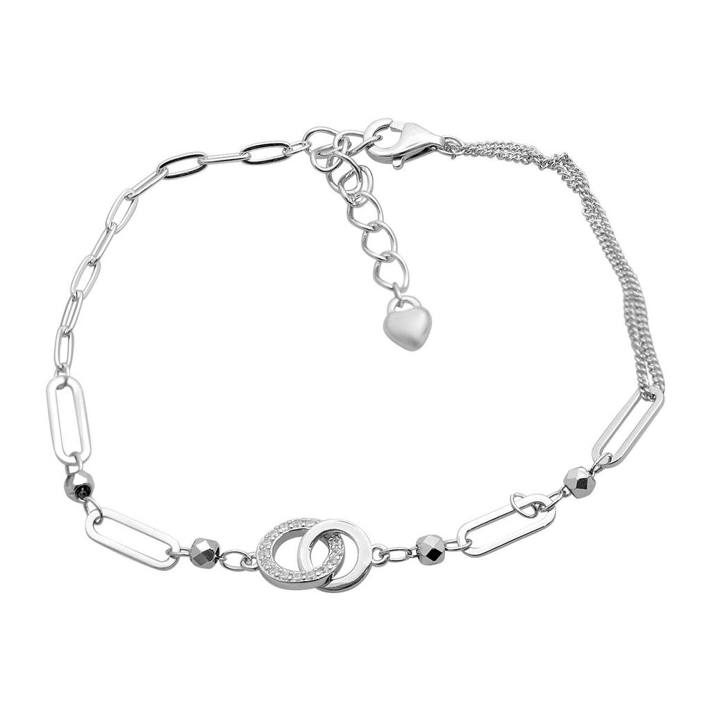 Серебряный браслет с фианитами, вес изделия 2,75 гр (2206361)