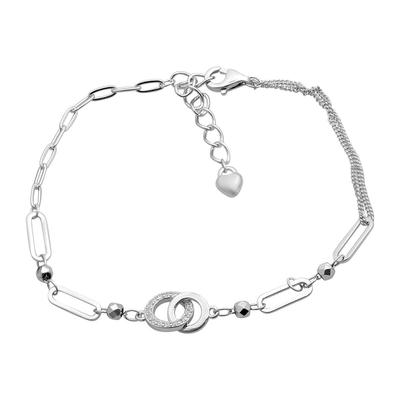 Серебряный браслет с фианитами, вес изделия 2,75 гр (2206361)