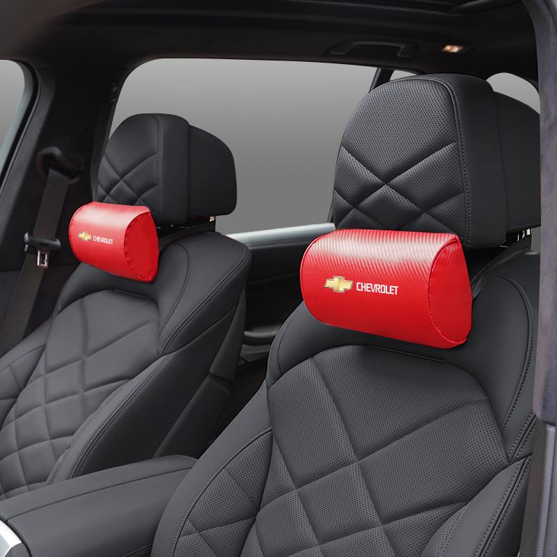 AABHK1 Car Seat Headrest Cushioning Carbon Leather Neck Pillow For Chevrolet Spark Captiva Cruze Malibu Equinox Trax Camaro Blazer