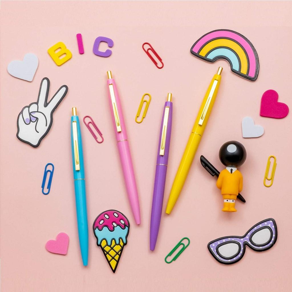 Bic Japan Шариковая ручка с кнопкой Золотая Черная Гладкий Черный Корпус 12 штук CFCGBLK05BLKJ 0.5 На масляной основе