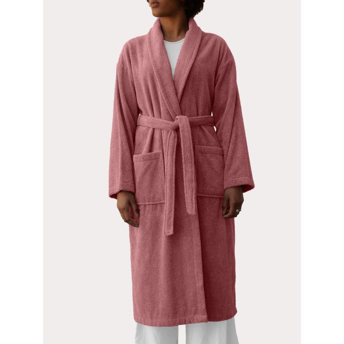 Peignoir col châle Eponge coton 380 gr/m² "Naïa" Vent du sud - Bois de rose - Taille M