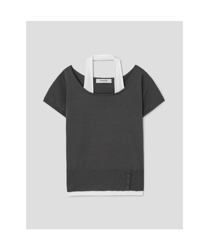 8SECONDS Halterneck Layered Pullover - Gray