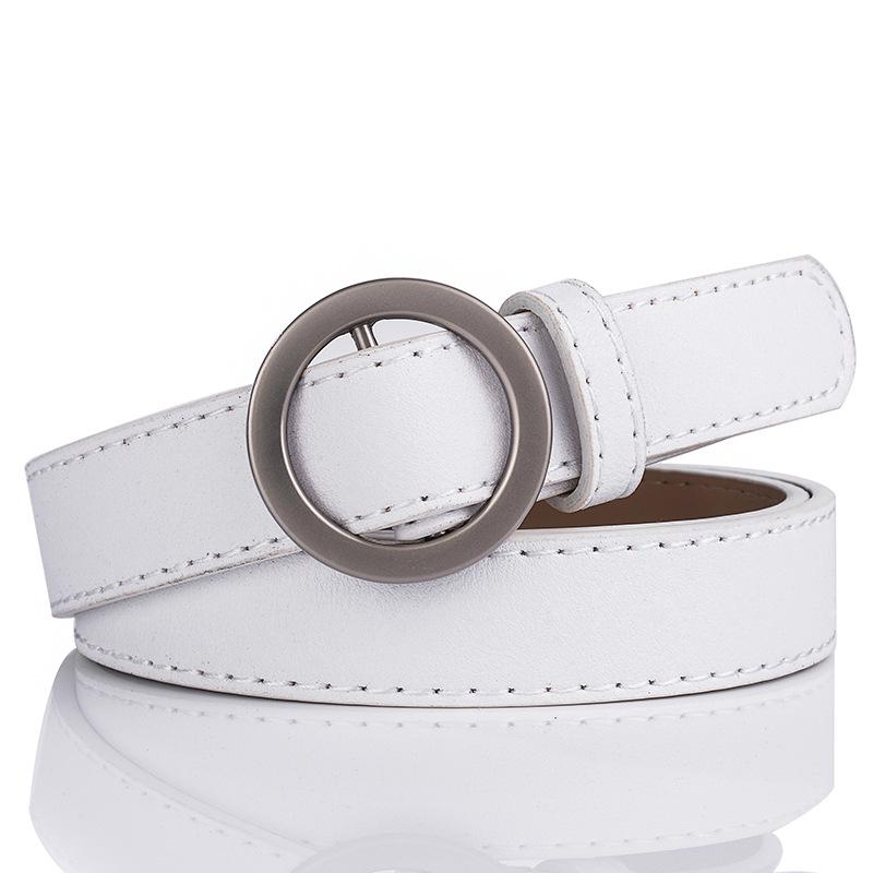 Non-Porous Round Buckle Student Belt Women'S Decoration Simple Thin Belt Belt Belt