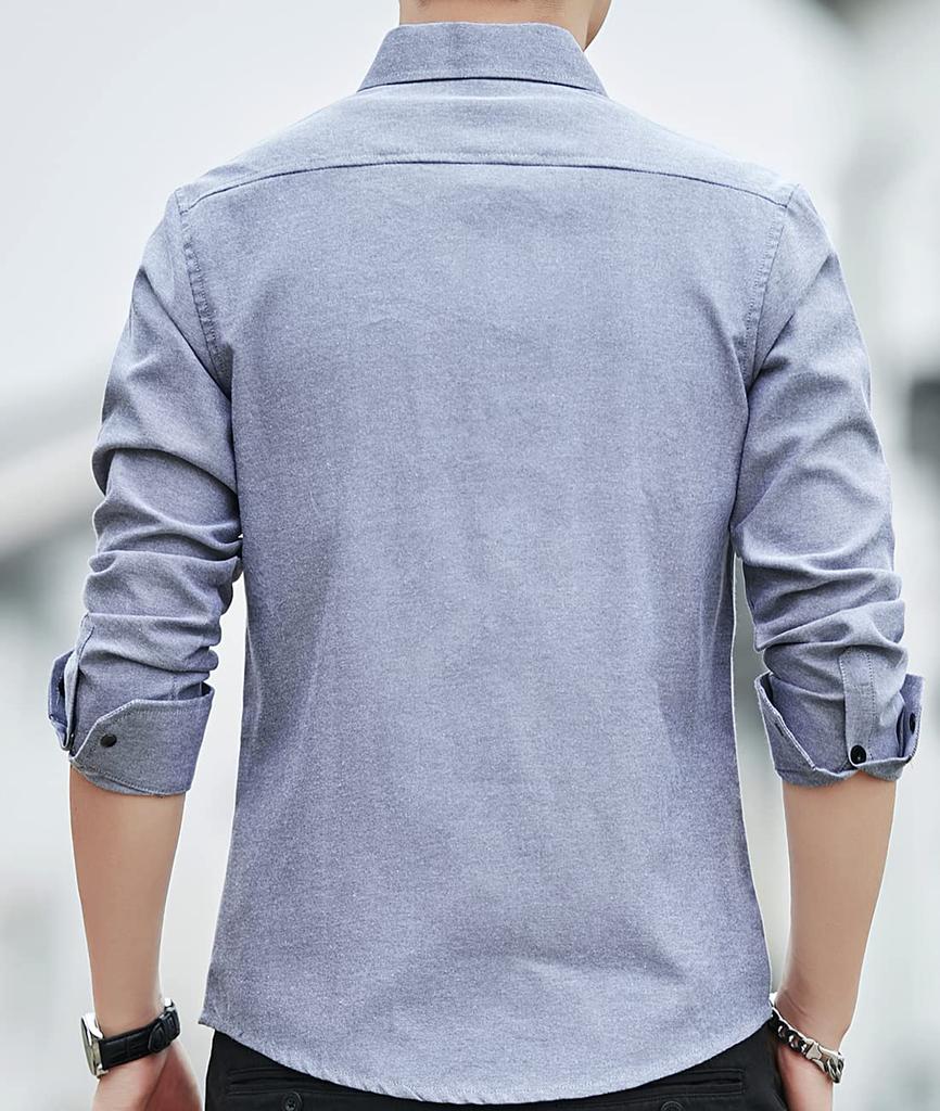 Long Oxford Casual Plain Large Size Shirt [Amyni] Men's Shirt, Sleeve, Shirt, Shirt, Cotton, Business, (#4-6—Lane Gray, 3XL)