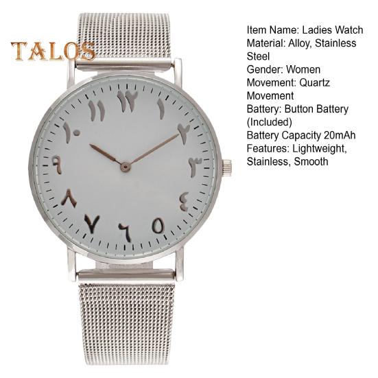 Women Watch Round Dial Quartz Movement Alloy Arabic Number Time-checking High Accuracy Lady Wristwatch Daily Party Office Dating Wear Timepiece