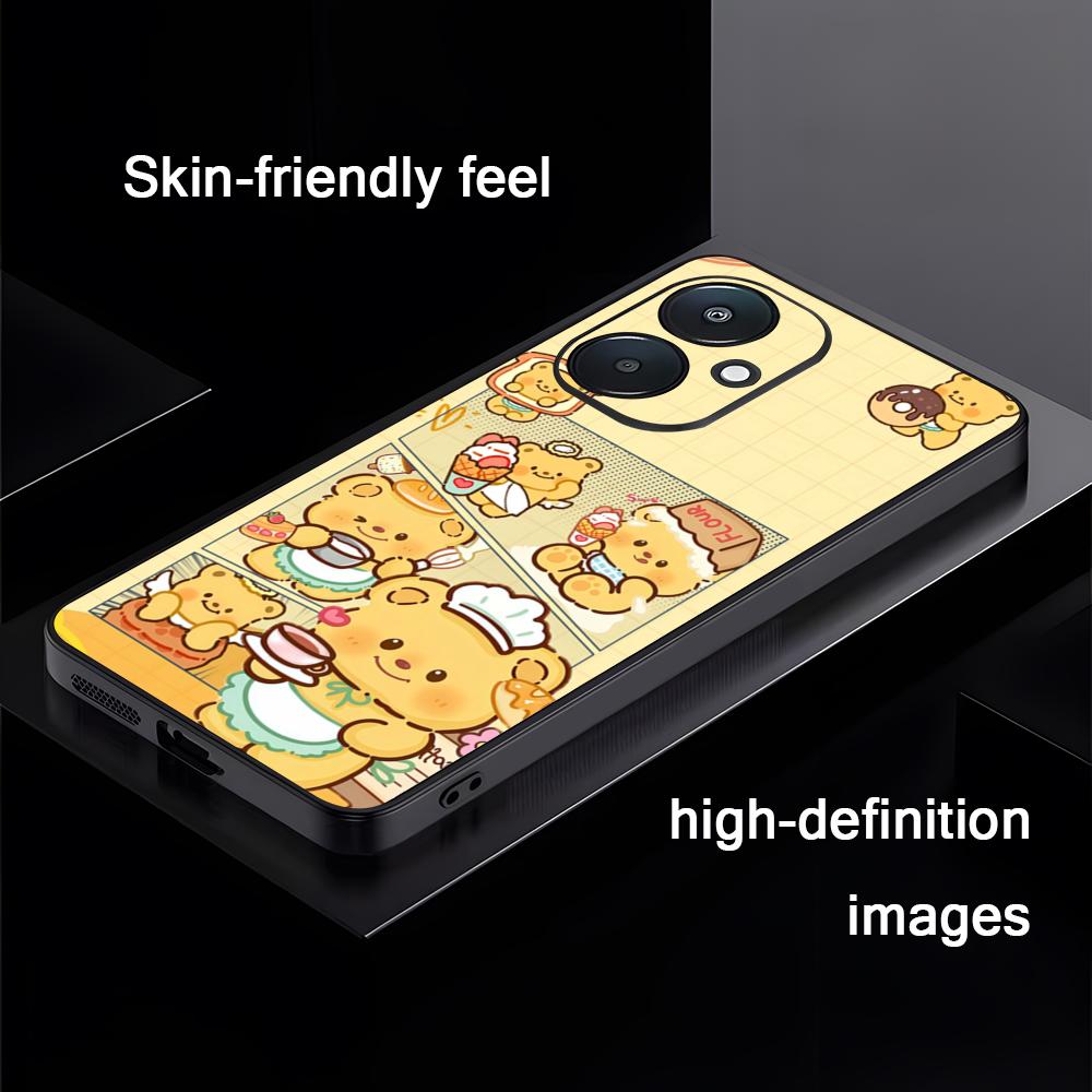 Бренд B-Butter Bear Мультяшный чехол для телефона для Xiaomi Redmi 14C 13C 12C Note14 13 12 11 10 Pro Plus S Мягкий черный чехол для телефона