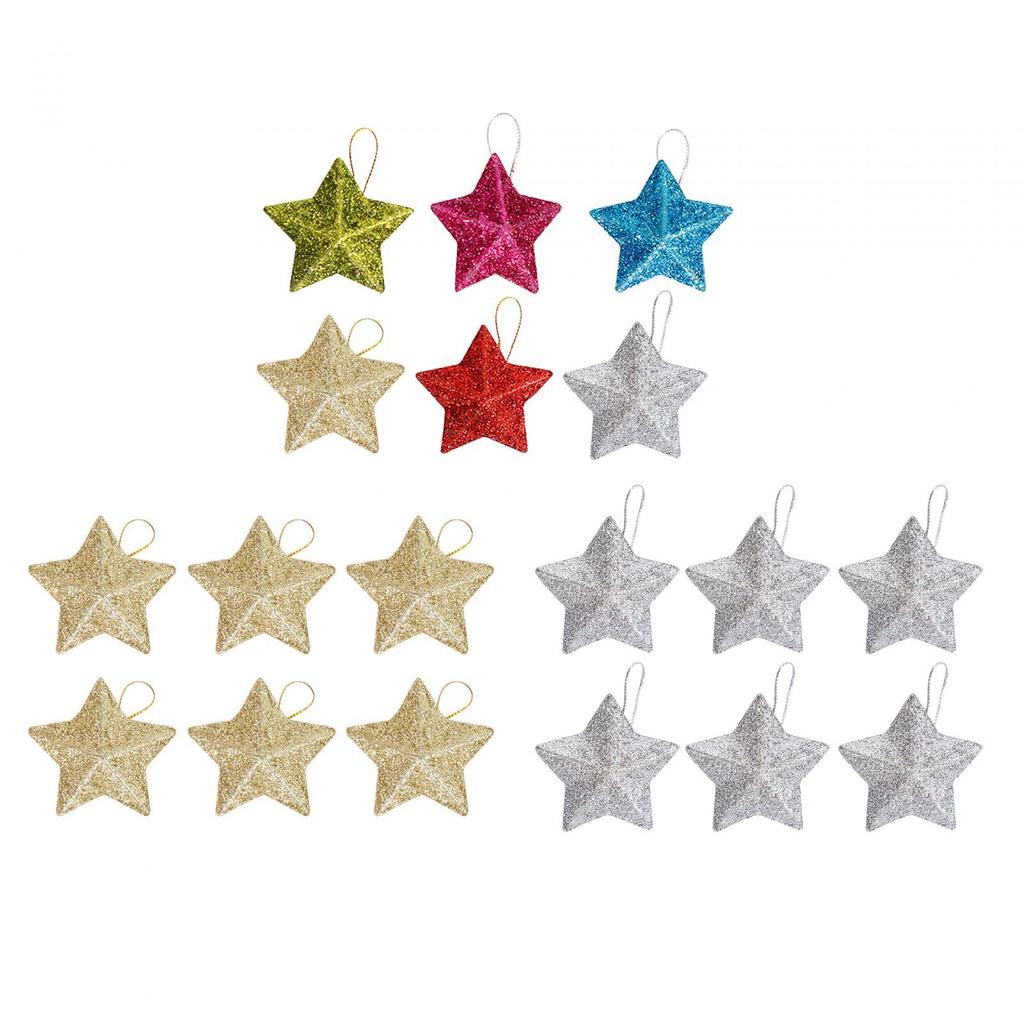 6Pcs Christmas Star Pendant Christmas Tree Hanging Ornament Decorations Toy Christmas Themed Ornament for Bedroom Festival Party