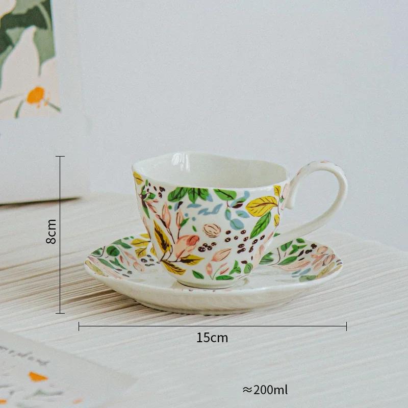 Креативные нестандартные керамические тарелки Изысканные цветы Торт Десертная тарелка Домашние деликатесы Рамен Чаша Отдых Офис Кофейная чашка