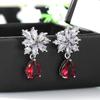 Элегантные женские серьги-подвески Huitan для танцевальной вечеринки с кристаллами и красными фианитами, женские серьги на годовщину свадьбы, модные ювелирные изделия