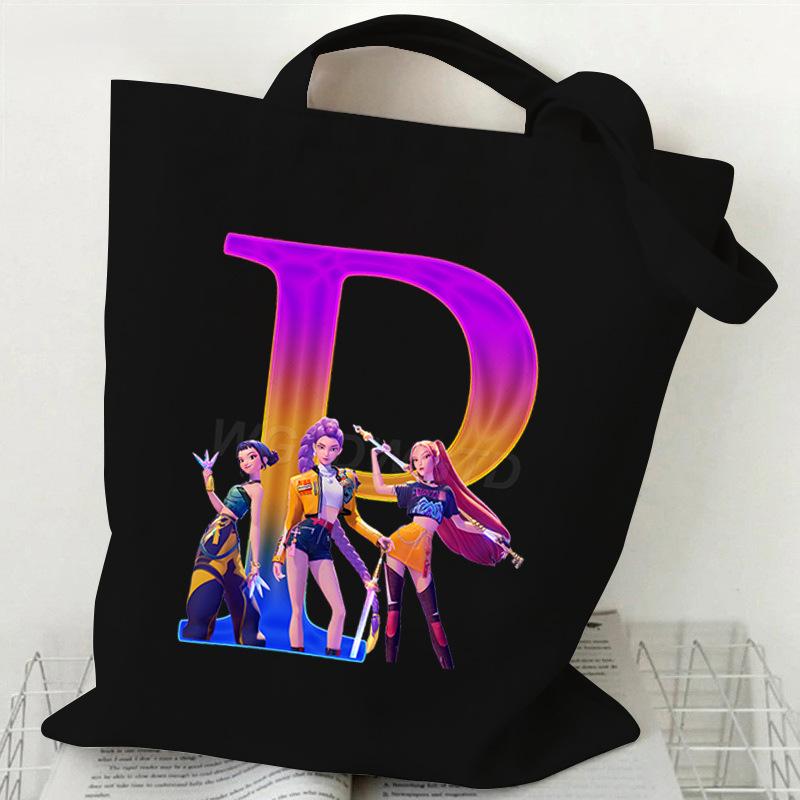 Anime Cartoon 26 Letter Printing Trend Shoulder Bag Large Capacity Go Out Portable Handbag Casual Versatile