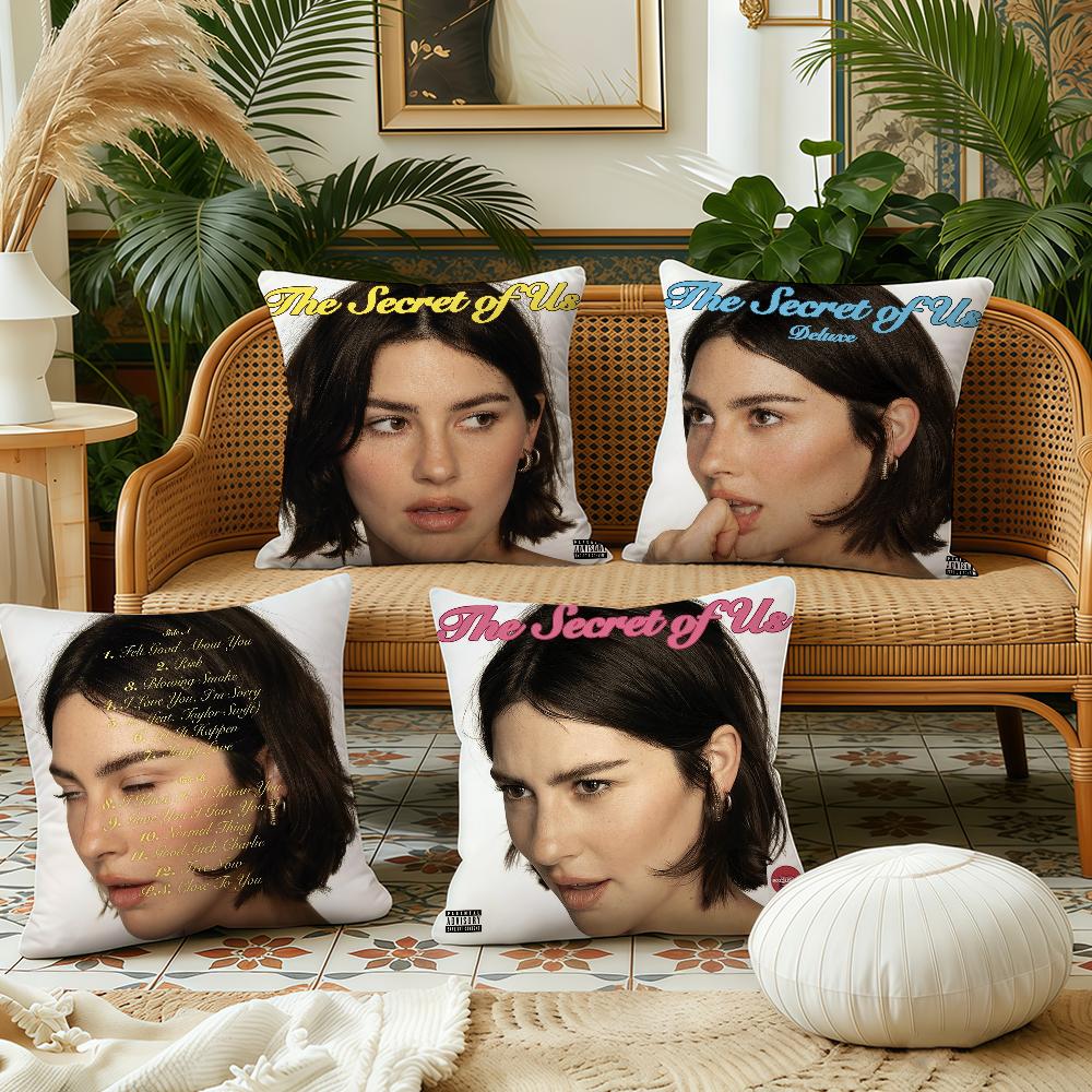 Singer Gracie Abrams cushion cover Pillow Case Plush Fabric Soft Double Sided Print Sofa Cushion Cover Throw Pillow Covers