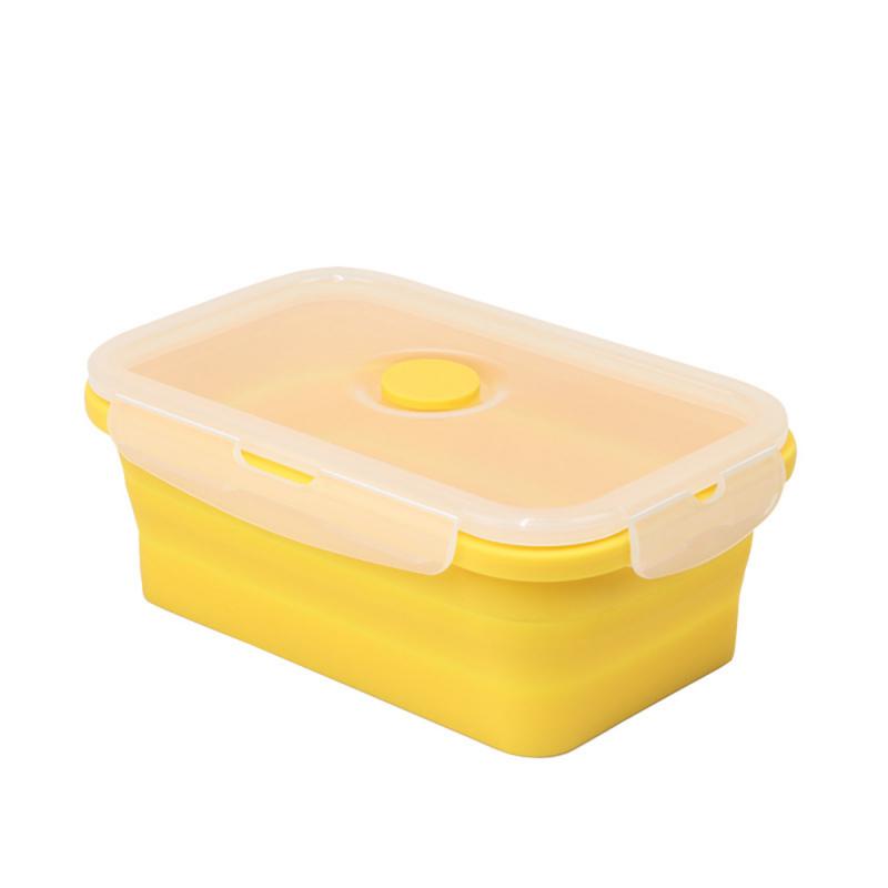 Silicone Lunch Box, Collapsible Folding Food Storage Container with Lids, Kitchen Microwave Freezer and Dishwasher Safe Kids