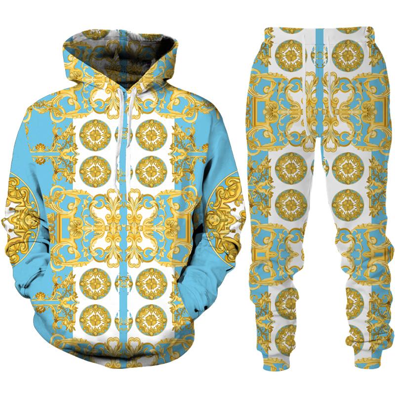 Золотой Пномпень, мужской спортивный костюм с 3D принтом в стиле хип-хоп, толстовка с длинными рукавами, брюки, костюм, весенне-осенний мужской комплект спортивной одежды для бега