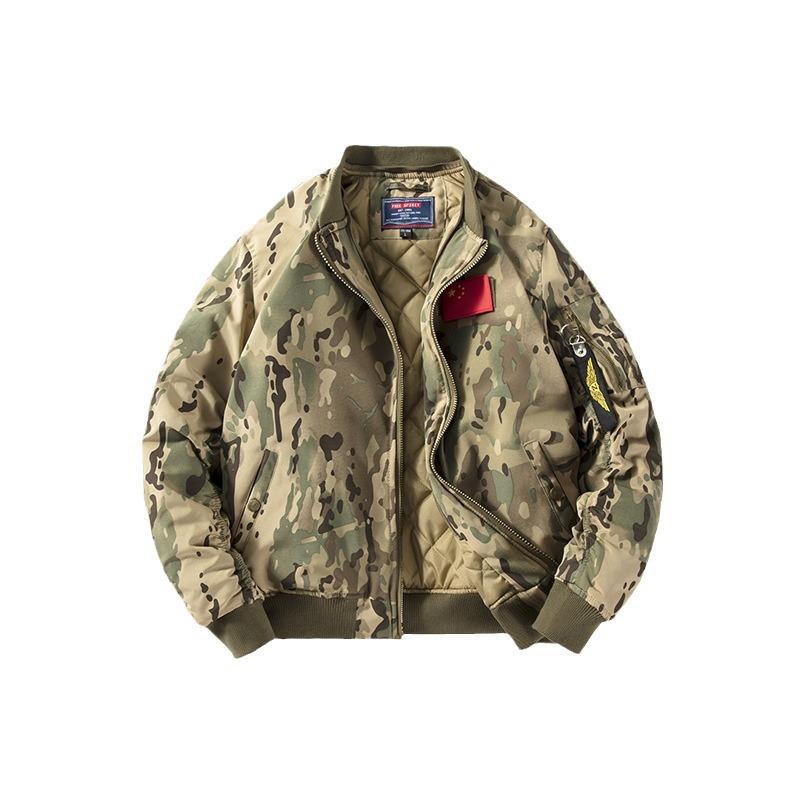 Men's Winter Fleece Thickened Pilot Hooded Baseball Cotton Jacket Removable Hat Tooling Jacket