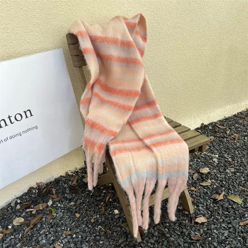 Korean-Style Plaid Cashmere-Inspired Scarf: Warm, Versatile Winter Shawl for Women