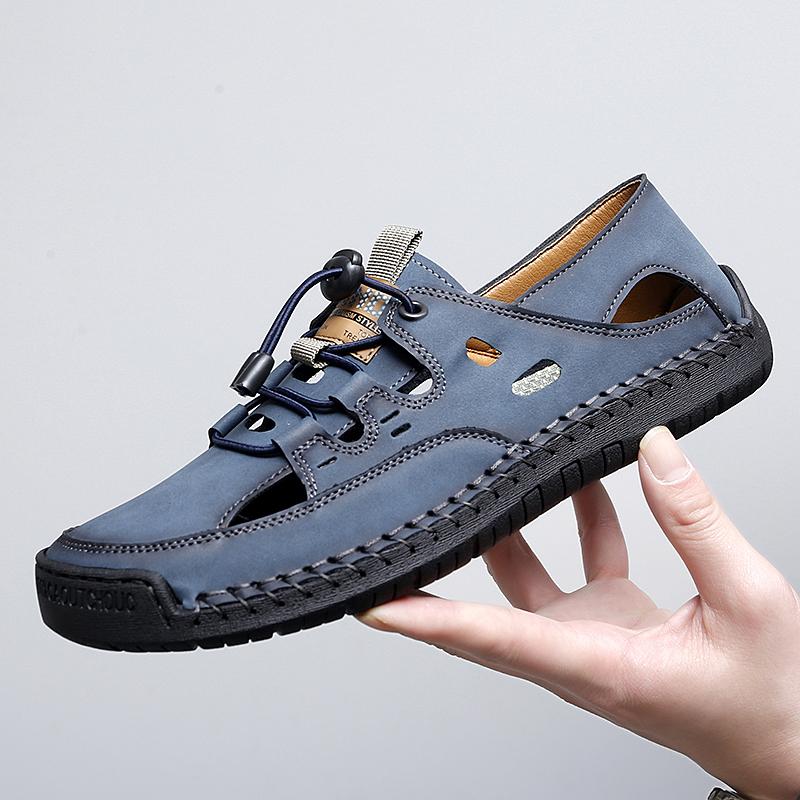 38-48 Летние мужские кожаные пляжные сандалии Pure Handmade мужские сандалии с закрытым носком для мужчин