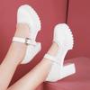 8см 15см Неглубокие Маленький размер 32-43 Туфли на платформе Белые Свадебные туфли 2025 Осень Женские Туфли на высоком блочном каблуке Офис Модель Мама