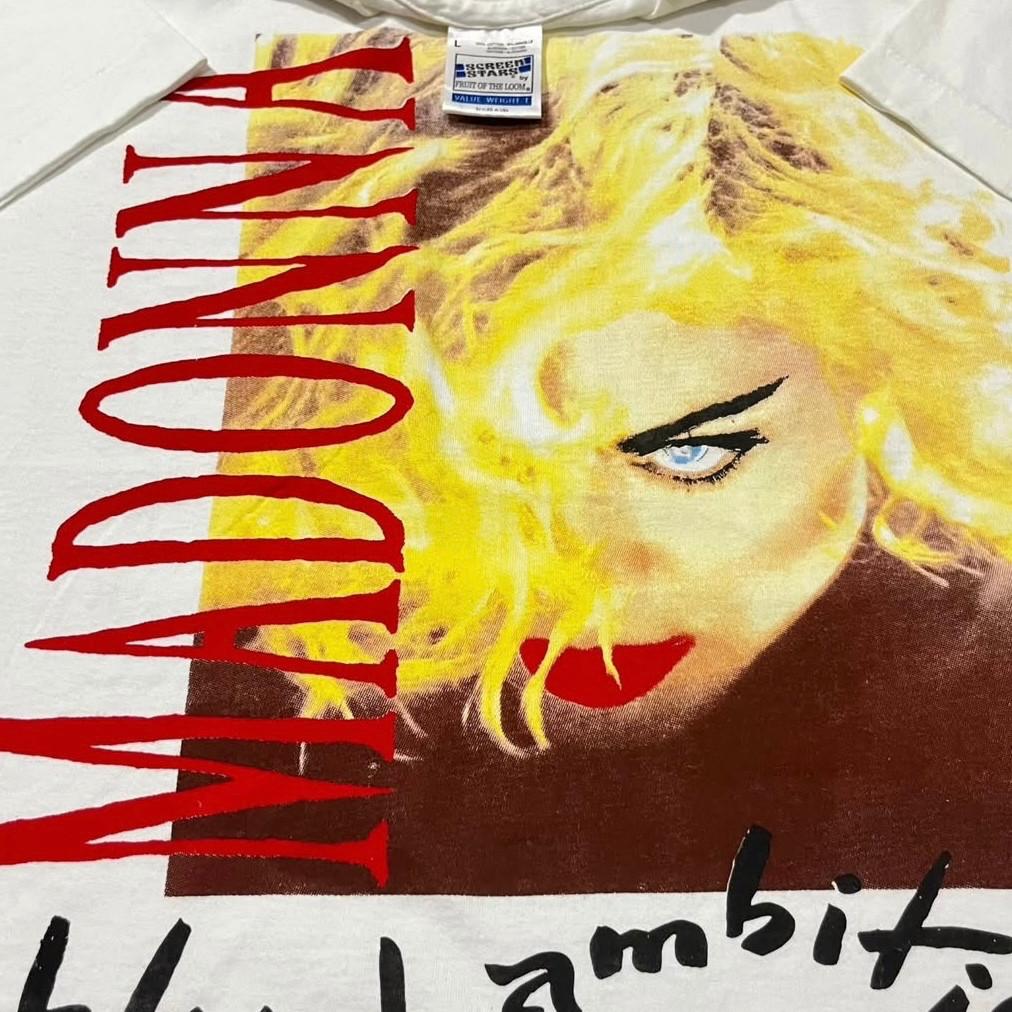МАДОННА Винтажная футболка Blond Ambition 1990 Tour Поп Футболка с одинарной строчкой РЕПРИНТ