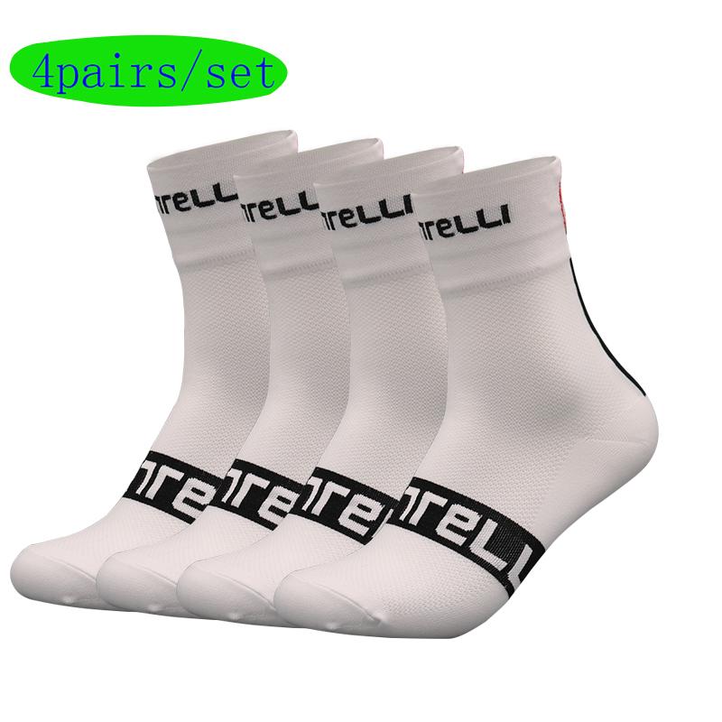 Велоноски мужские 4 пары/набор Велоноски женские Спортивные влагоотводящие дышащие Футбольные компрессионные носки