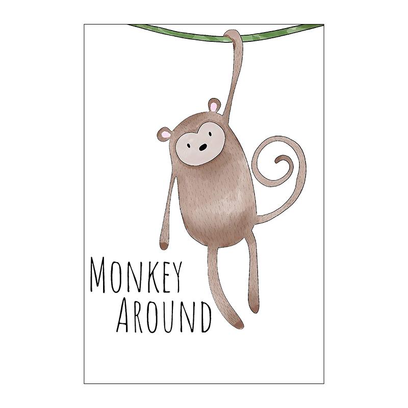 Картина на холсте с изображением животных из мультфильмов Лев Обезьяна Крокодил Принт Декор для детской комнаты Настенный декор для гостиной Постер со слоном для домашнего декора Без рамки