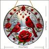 Red Bird Acrylic Sun Catcher. Colorful Glass Style for Christmas, Halloween, Easter & Hanukkah.