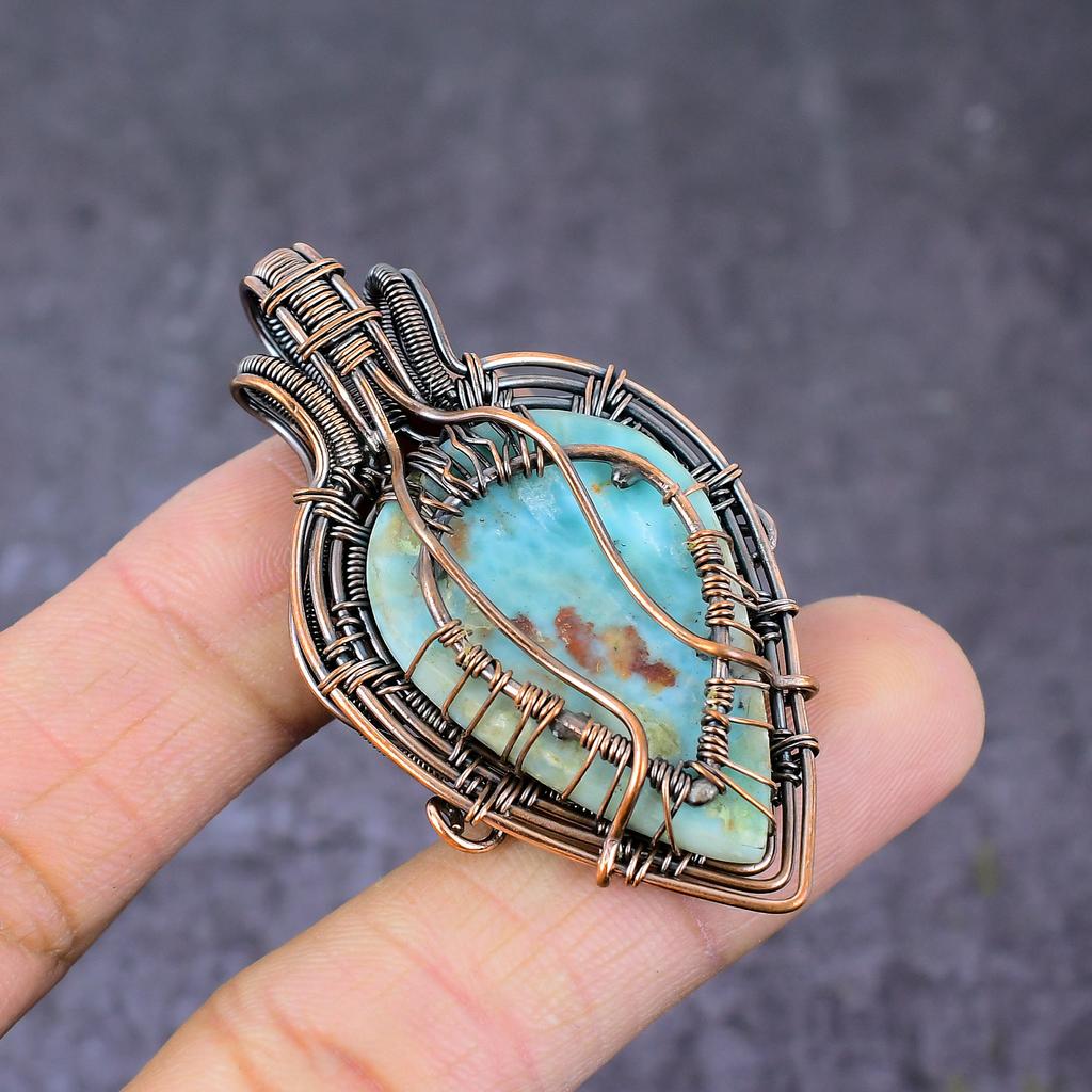 Подвеска «Дерево жизни» из натурального карибского ларимара с медной проволокой 2,36 дюйма f0Y14