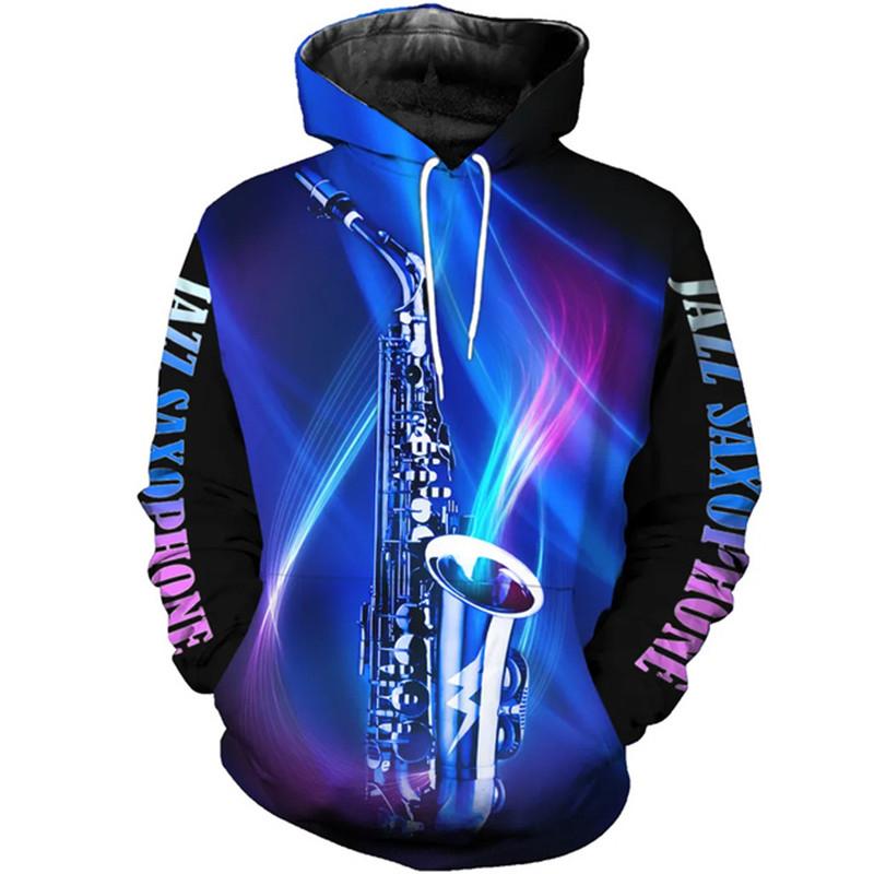 Мужские толстовки осень-зима Sax 3D-печать музыкальная мода с капюшоном и длинными рукавами повседневные толстовки уличная одежда больших размеров 6XL