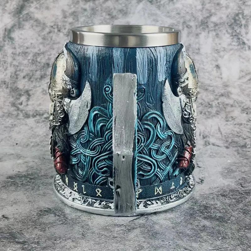 Medieval Viking Pirate Beer Mug Skull Mug Creative Large Capacity Mug Embossed Stainless Steel Coffee Mug Whiskey Cup Bar Party Halloween Gift