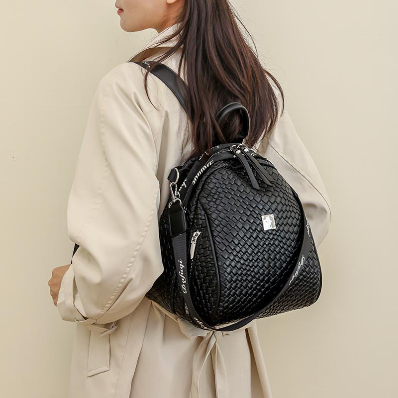 Рюкзак сплошного цвета, женский тканый рюкзак, школьный рюкзак большой емкости