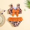 Leopard Print Butterfly Two-Piece Swimsuit for Baby Girls