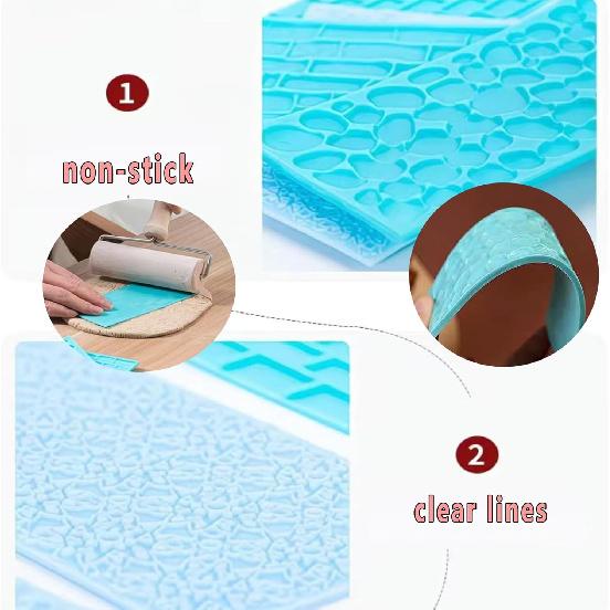 Набор из 6 текстурных ковриков для мастики Набор форм для украшения торта - Рельефный дизайн с текстурой древесной коры/Цветы/Брусчатка Инструмент для декора Sugarcraft для шоколада