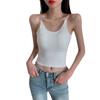 Женские укороченные топы, сексуальные летние однотонные камзолы из ледяного шелка, топ без швов, узкая спортивная майка, беспроводное нижнее белье, бюстгальтер без косточек