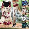 Rose and Wolf Print Yoga Outfit for Women Fashion 3D Printed Workout Leggings Fitness Sports High Waist Casual Yoga Pants for Women 2022