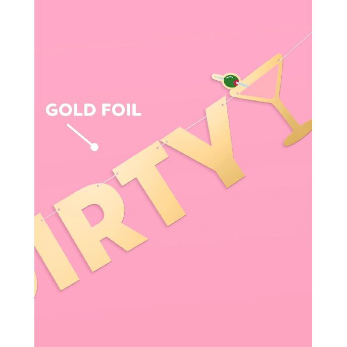 xo, Fetti Extra Dirty Martini Gold Foil Banner - 5 Ft. | Bachelorette Decoration, Birthday Party Sign, Casino Decor, Girl Cocktail Backdrop, Vegas