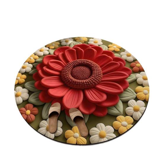 Цветочный Плюшевый Диатомовый Земляной Коврик для Пола 3D Визуальный Цветочный Узор Диатомовая Грязь Коврики для Пола Нескользящий Впитывающий Коврик для Ванной для Спальни Кухни Прихожей