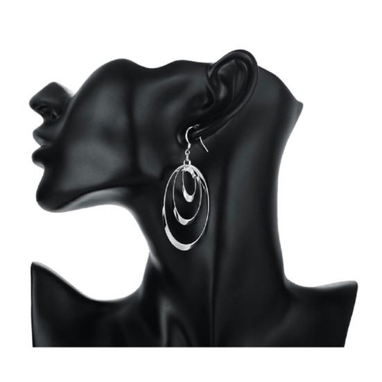 1 пара висячих сережек, декоративные антиаллергические блестящие серьги с 3 кольцами, длинные, с подвесками для банкета