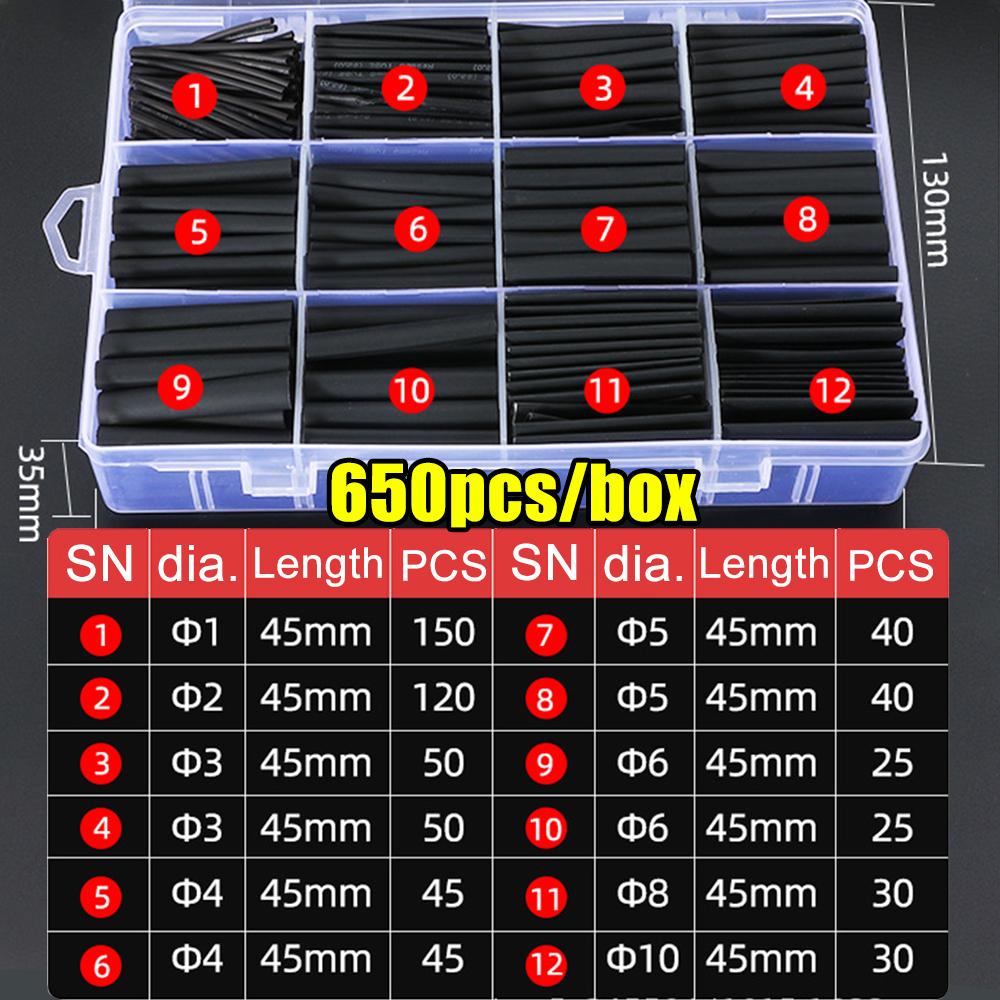 Набор термоусадочных трубок Термостойкая трубка Термоусадочная трубка для обертывания проводов Электрическое соединение Кабельная изоляция Защитная оплетка