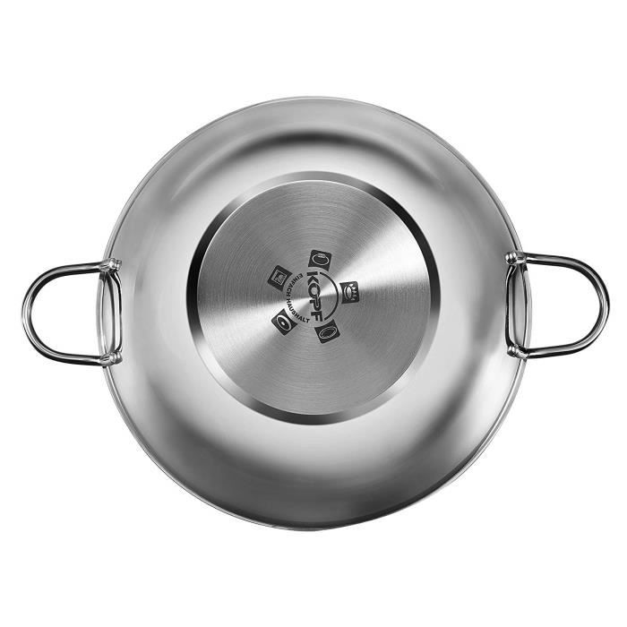 Wok en inox - KOPF - Josie - Ø 32 cm - Couvercle en verre - Compatible induction