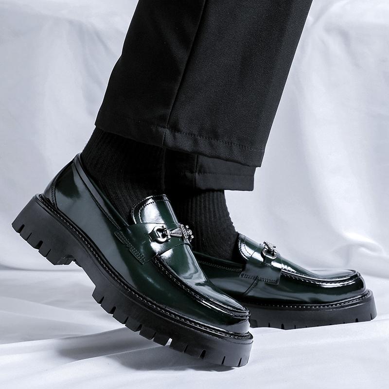 Мужские повседневные кожаные туфли на толстой подошве для офиса, отдыха, бизнеса, мужская брендовая официальная обувь, свадебные туфли-лоферы без застежек