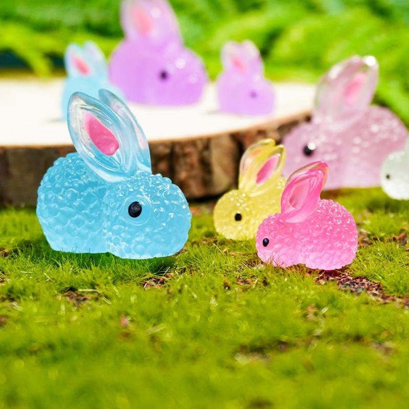 Pack of 500 Glow In the Dark Resin Rabbits Miniature Bunnies Figurines for Micros Landscape Decoration Craft Supplies