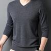 Весенне-осенний мужской шерстяной свитер с V-образным вырезом, пуловер с длинным рукавом, шерстяной вязаный низ, модный мужской повседневный шерстяной свитер, интерьер